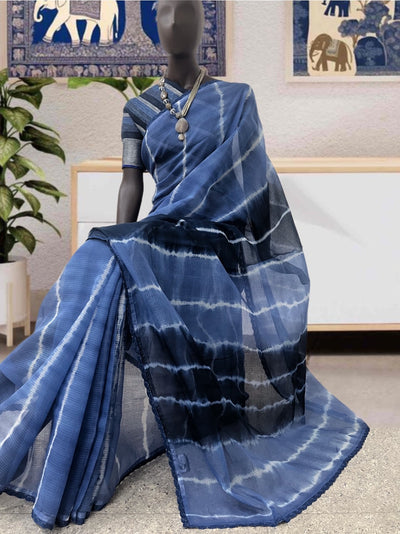 Ocean Waves Blue Kota Saree