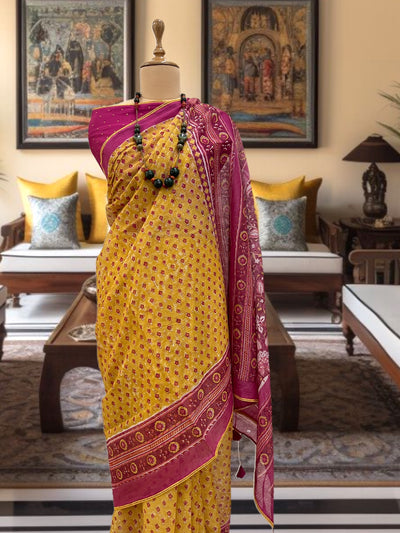 Jodha Yellow Kota Saree