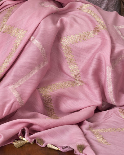 Mogra Gajra Pink Stripe Matka Georgette Saree