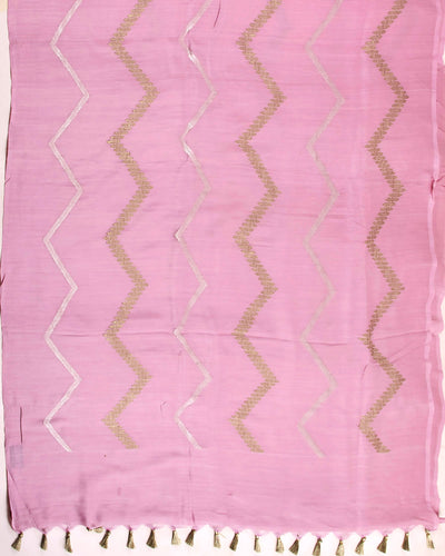 Mogra Gajra Pink Stripe Matka Georgette Saree