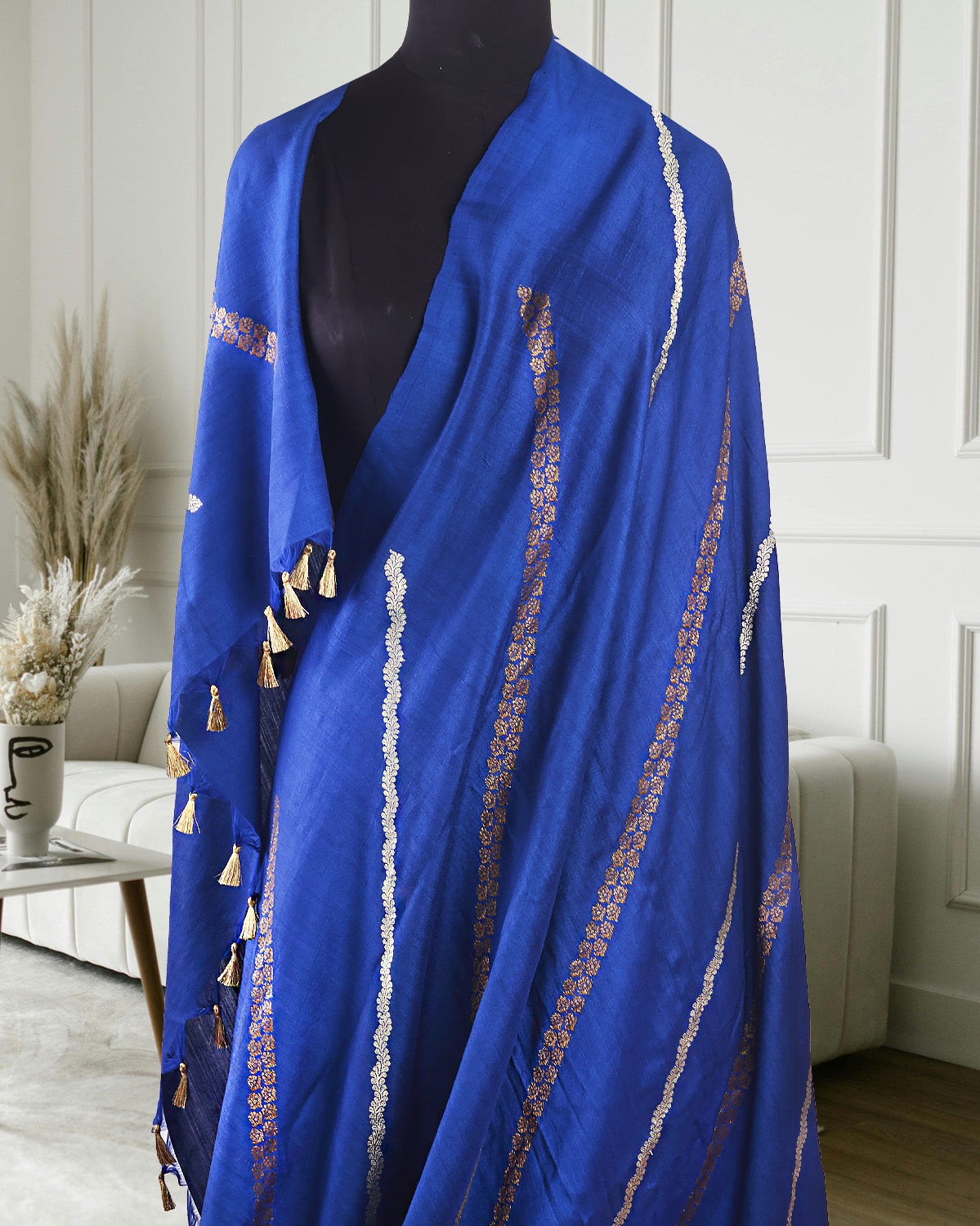 Kumarakom Blue Stripe Matka Georgette Saree