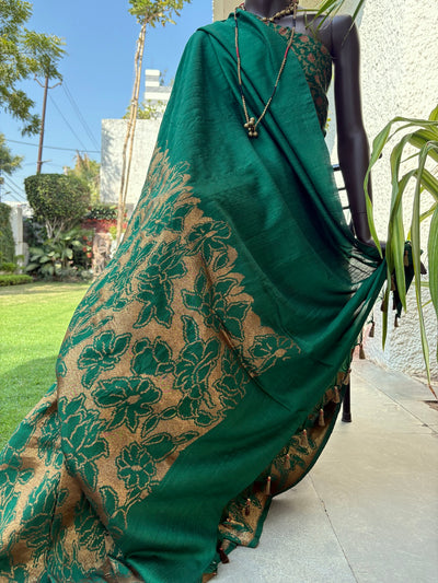 Sheshadri Dark Green Matka Georgette Saree