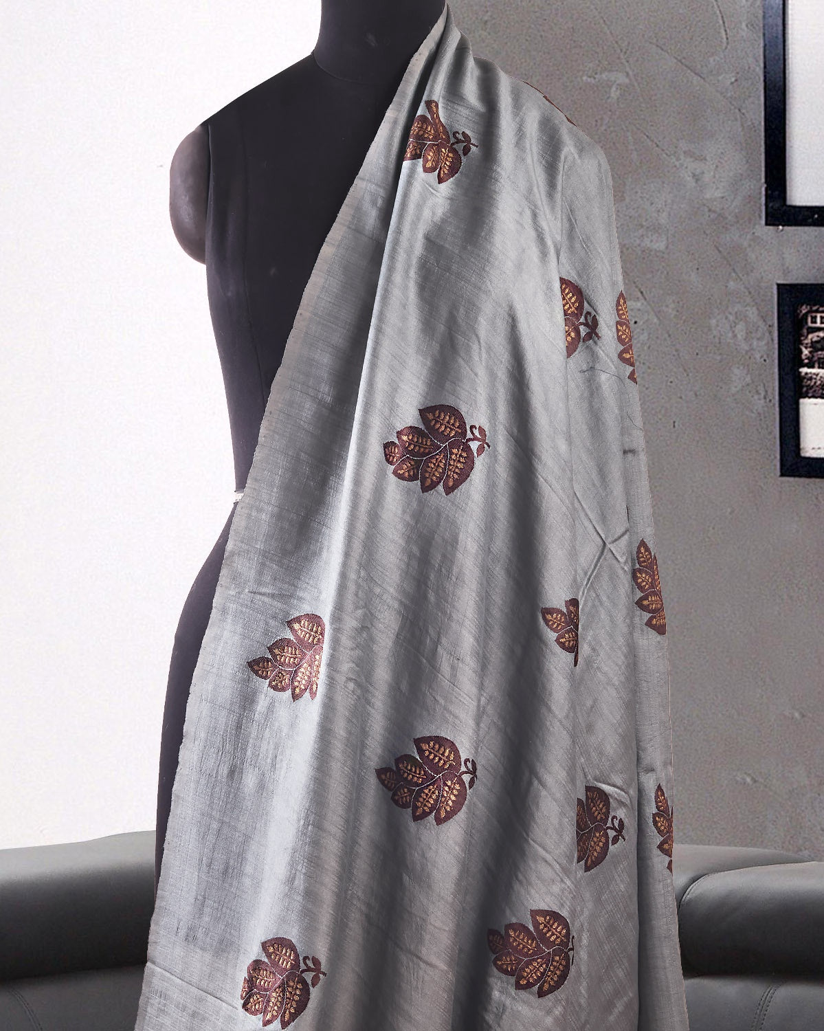 Mystic Grey Booti Matka Georgette Saree