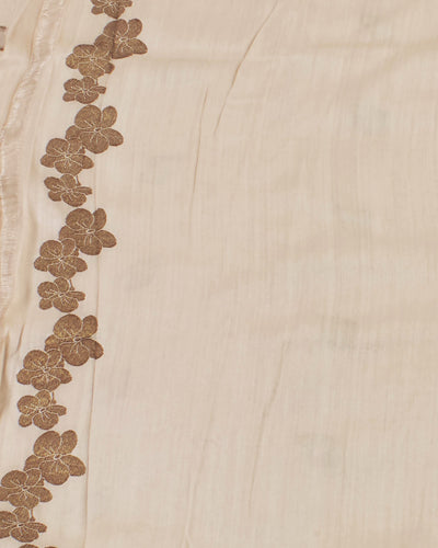 Floating Leaves Ivory Matka Georgette Saree