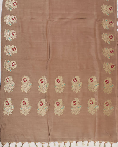 Arabica Brown Boota Matka Georgette Saree