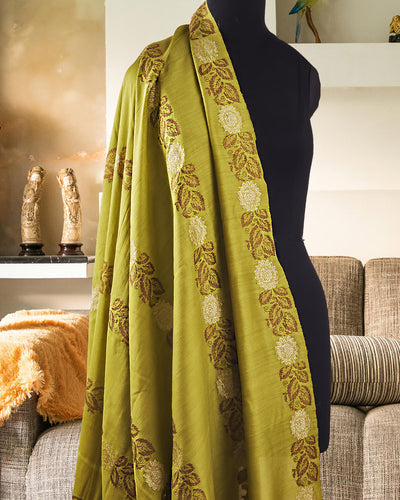 Tamara Pista Green Floral Matka Georgette Saree