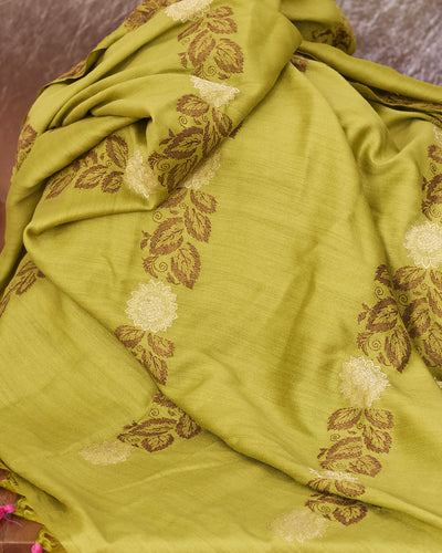 Tamara Pista Green Floral Matka Georgette Saree