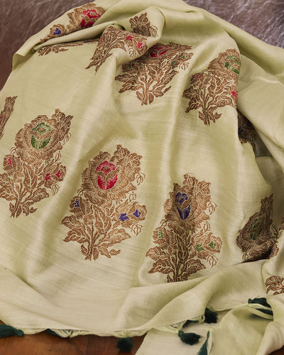 Rosa Pistachio Green Matka Georgette Saree