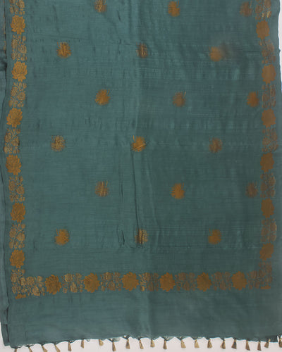 Juniper Green Matka Georgette Saree