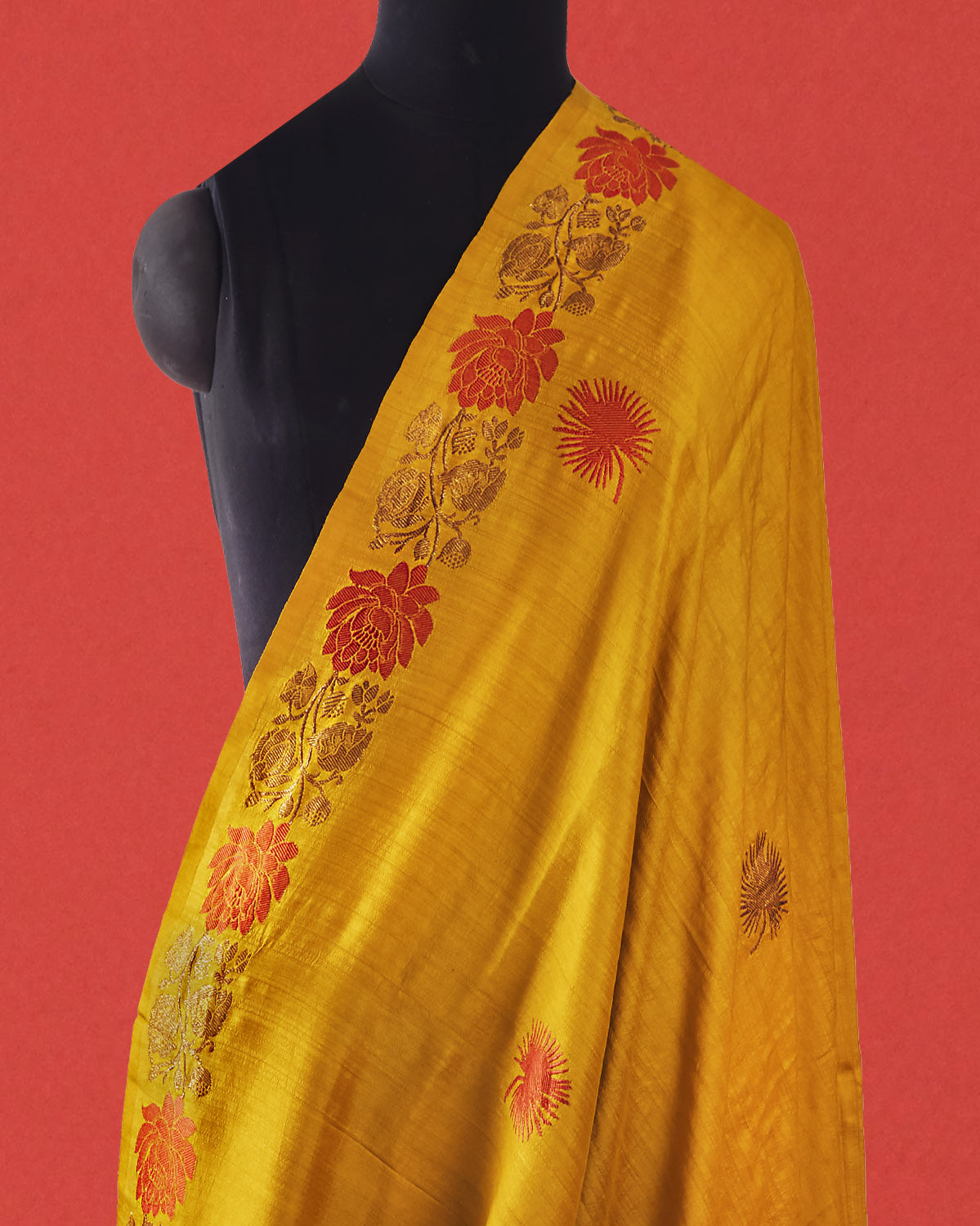 Haldi Haath Yellow & Rust Matka Georgette Saree