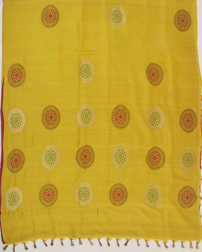 Sundowner Yellow Matka Georgette Saree