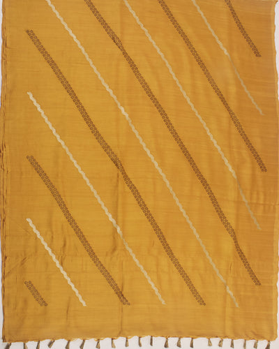 Jaisalmer Yellow Stripe Matka Georgette Saree