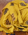 Rustling Leaves Yellow Booti Matka Georgette Saree