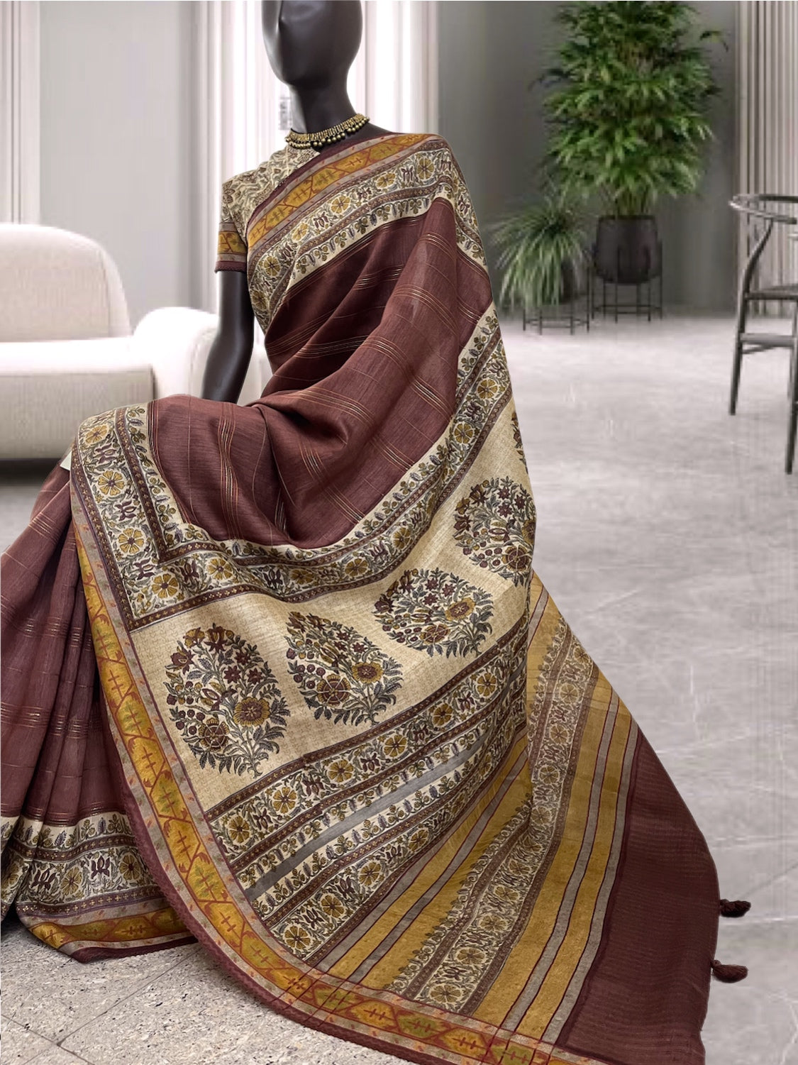 Mrinalini Brown Moonga Cotton Saree