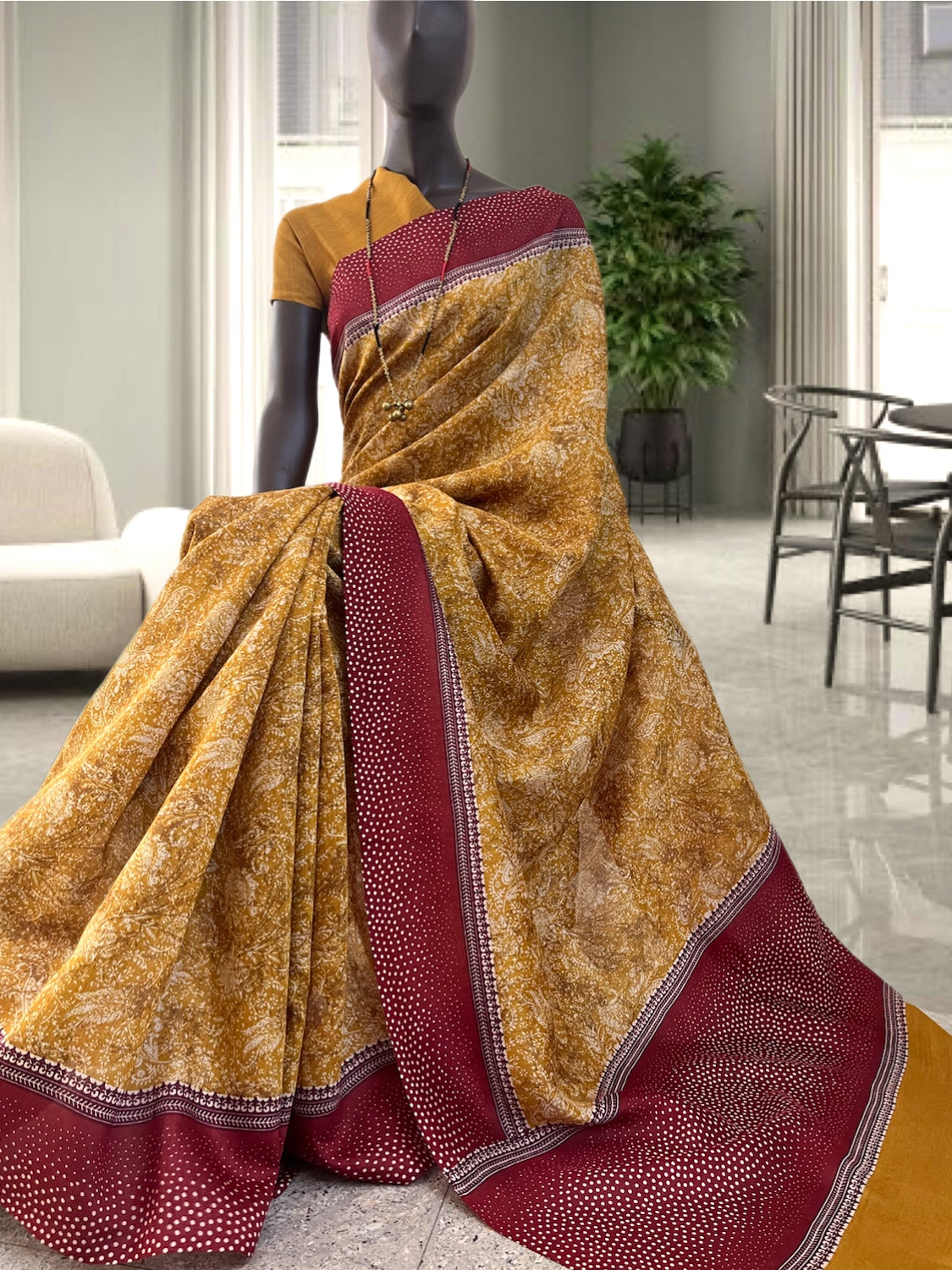 Falguni Mustard Moonga Cotton Saree