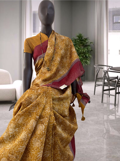 Falguni Mustard Moonga Cotton Saree