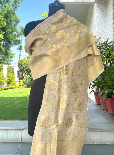 Gold cream Moonga Dupatta