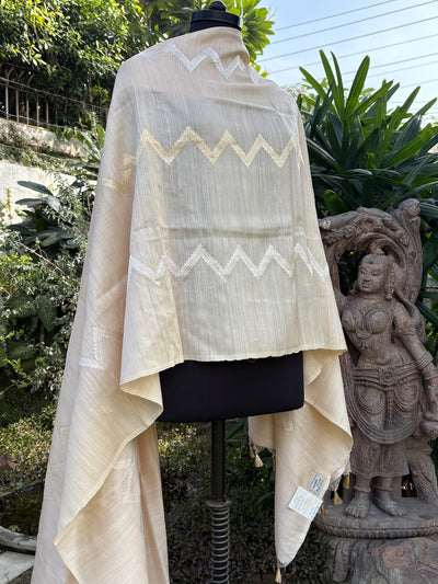 Tuberose Off White Matka Georgette Dupatta