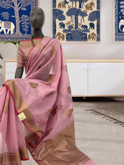 Pretty in Pink Cotton Booti Saree