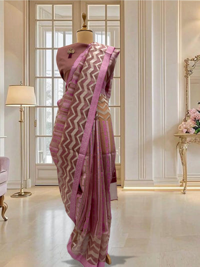 Ibiza Pink Organza Saree