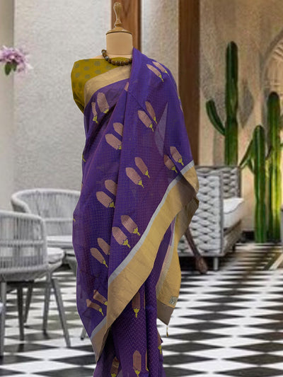 Enchanted Evening Purple Chanderi Saree