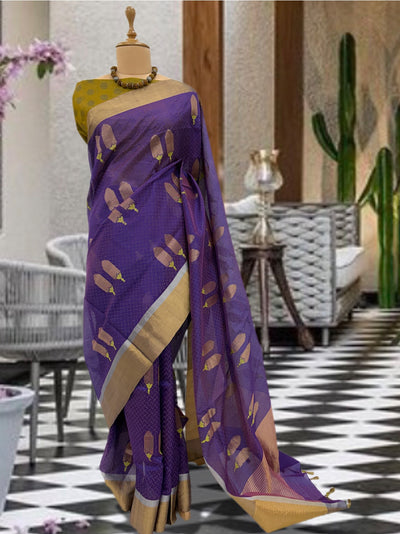 Enchanted Evening Purple Chanderi Saree