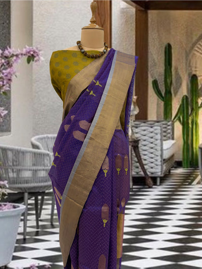 Enchanted Evening Purple Chanderi Saree