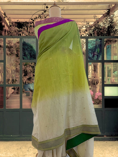 Summer Vibe Lime Green Shaded Tissue Saree