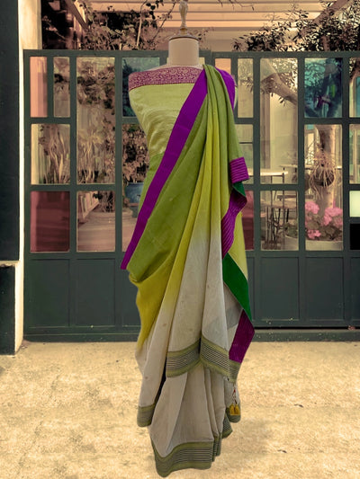 Summer Vibe Lime Green Shaded Tissue Saree