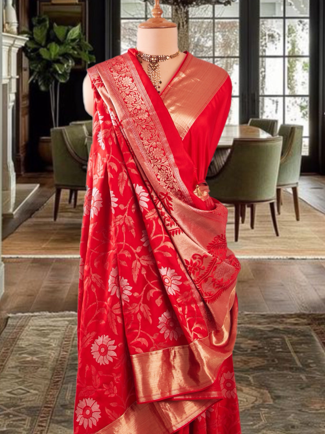 Ambuja Red Uppada Silk Saree