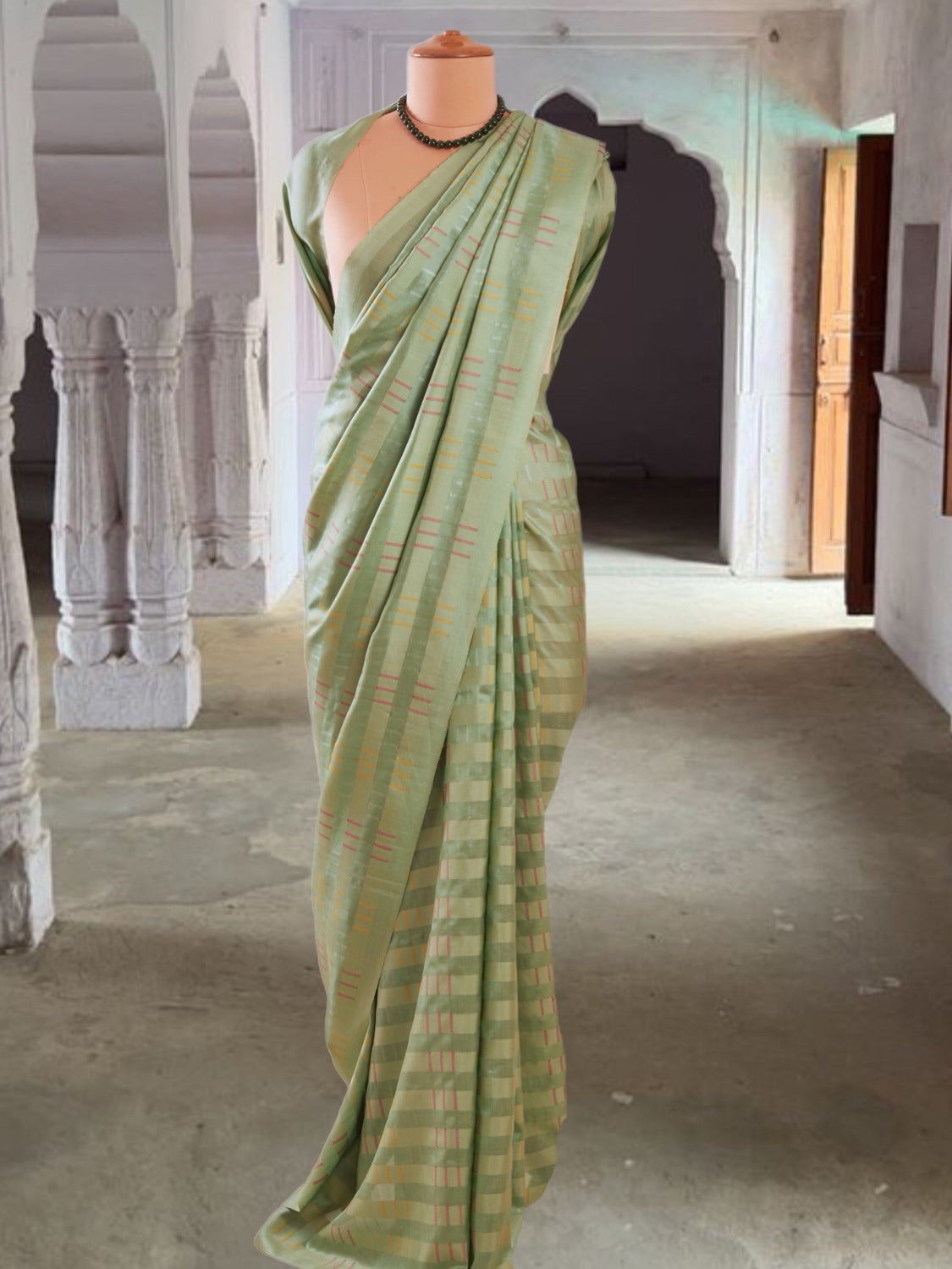 Caspian Sea Green Silk Saree