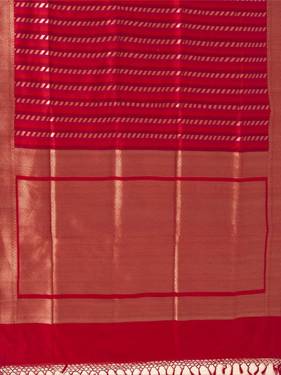 Tuscanny Red Tanchoi Silk Saree