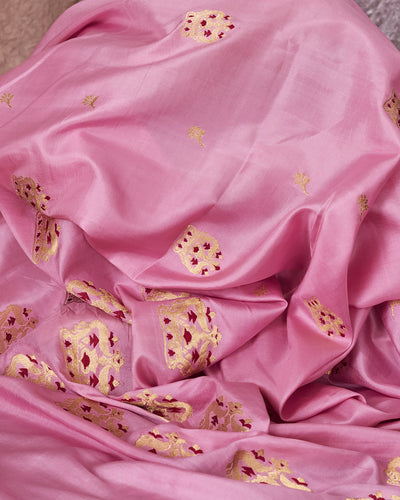 Coronation Crown Pink Soft Silk Saree