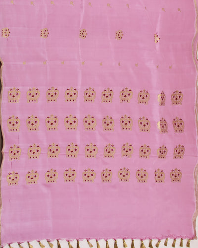 Coronation Crown Pink Soft Silk Saree