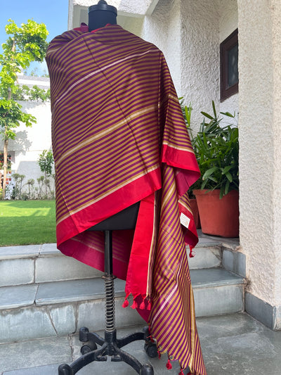 Alexandra Olive stripe Silk Dupatta