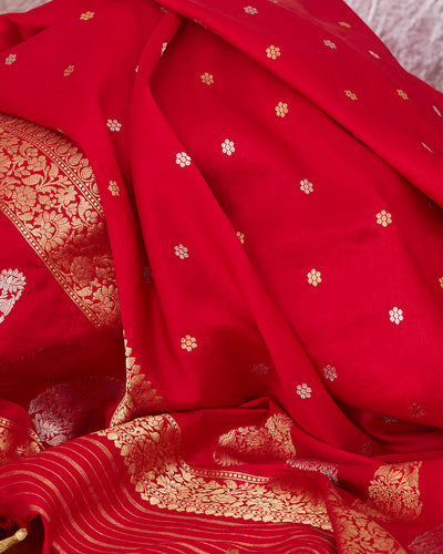 Ambuja Red Soft Silk Saree