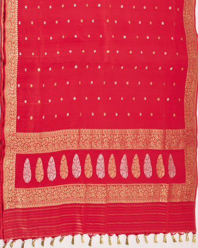 Ambuja Red Soft Silk Saree