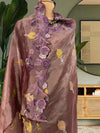 Gooseberry Brown Embroidered Tissue Sari