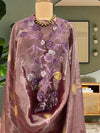 Gooseberry Brown Embroidered Tissue Sari