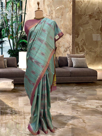 Yadadri Turquoise & Pink Patola Silk Saree