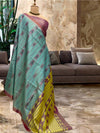 Yadadri Turquoise & Pink Patola Silk Saree