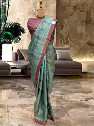 Yadadri Turquoise & Pink Patola Silk Saree