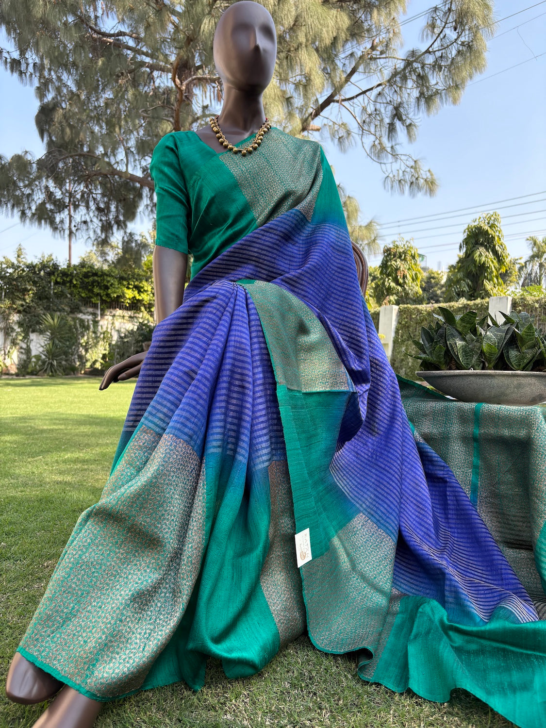 Mudit Mohini Peacock Tussar Silk Saree