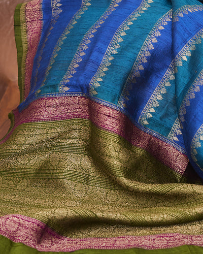 Narayanhiti Blue Raw Silk Saree