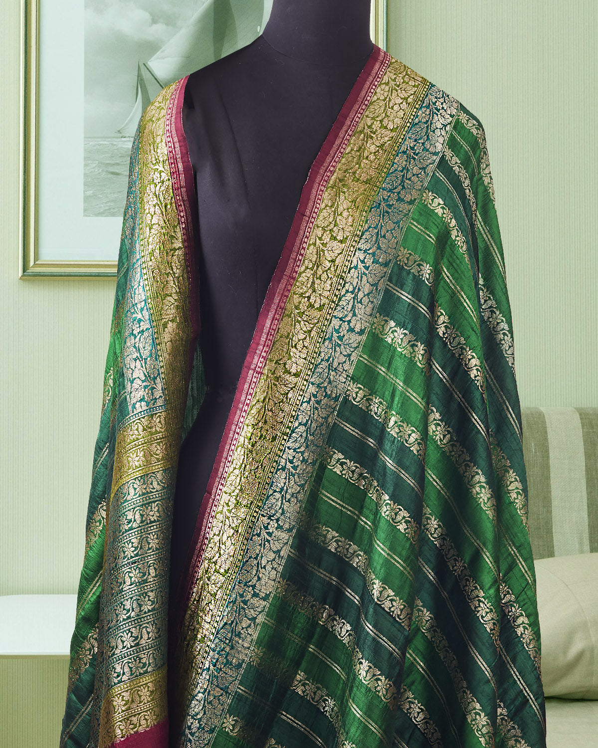 Viratnagar Green Raw Silk Saree