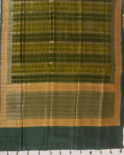 Nalanda Mehendi Raw Silk Saree