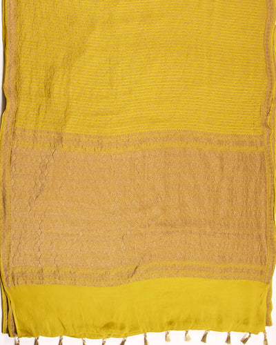 Golden Pathways Yellow Khaddi Georgette Sari