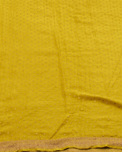 Golden Pathways Yellow Khaddi Georgette Sari