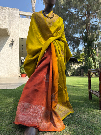 Basant Yellow Raw Silk Tussar Saree