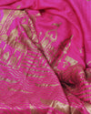 Ghats in Monsoon Pink Matka Georgette Saree